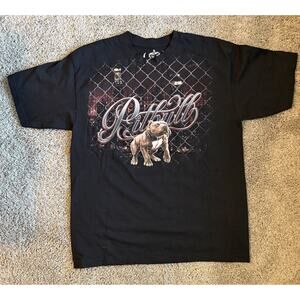 Y2k C&A Pitbull Graphic Black Men's T-Shirt XL Jersey Cotton Short Sleeve